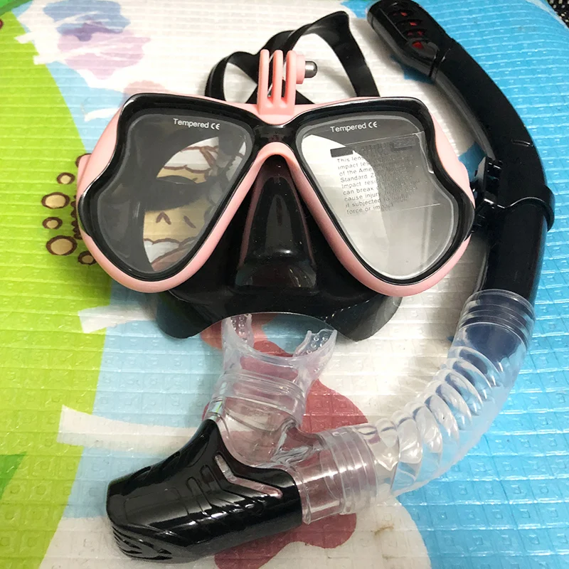 

Snorkeling Mask Snorkel Tube Set Diving Mask Anti-Fog Swimming Diving Goggles Snorkel Tube For GoPro Underwater Sports Camera