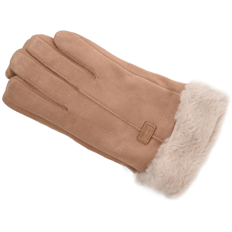 Осенне-зимние замшевые перчатки женские теплые для верховой езды бархатные