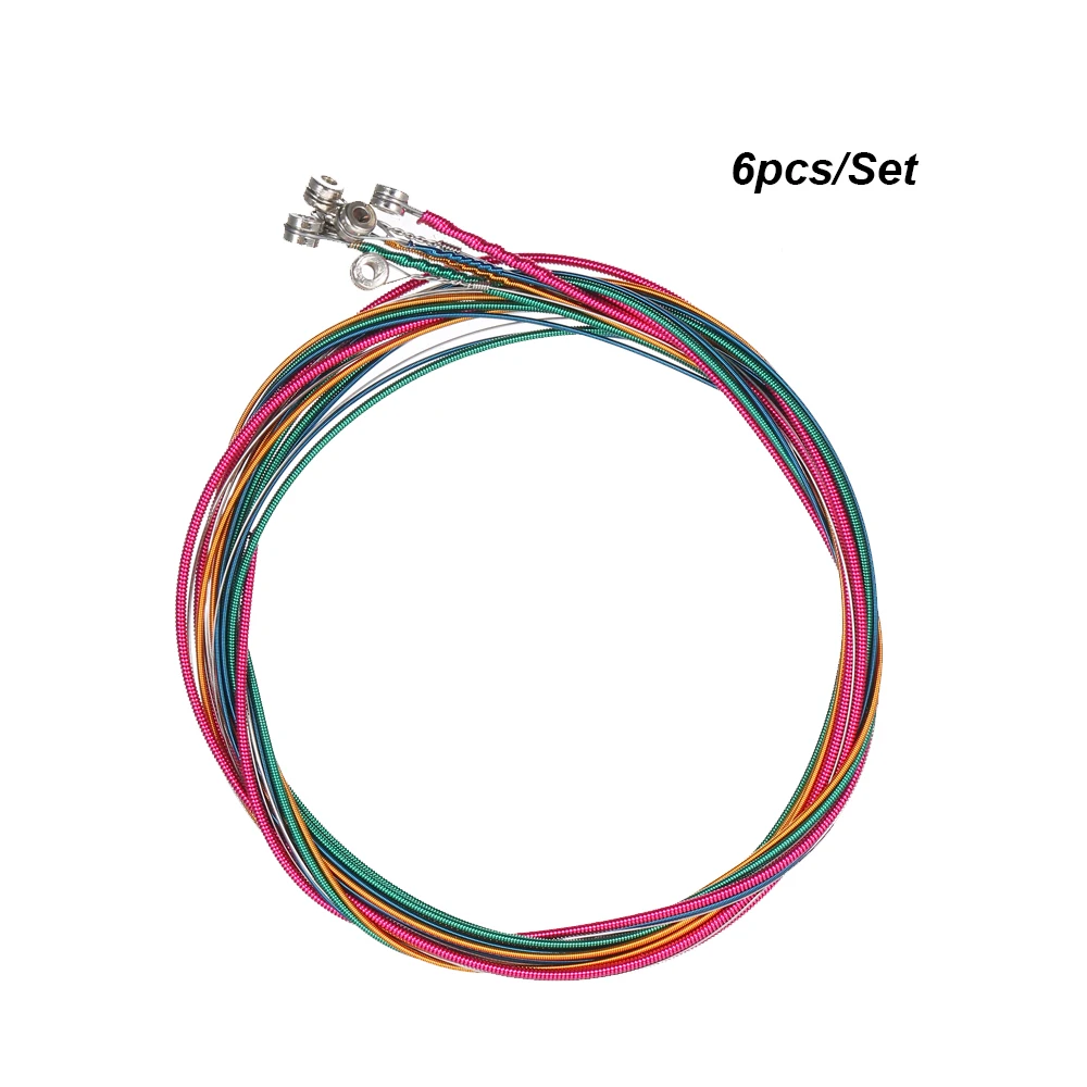 

6pcs/Set Guitar Strings Rainbow Colorful Acoustic Guitar Strings Musical Instruments Guitar Replacement String Steel Chord Wire
