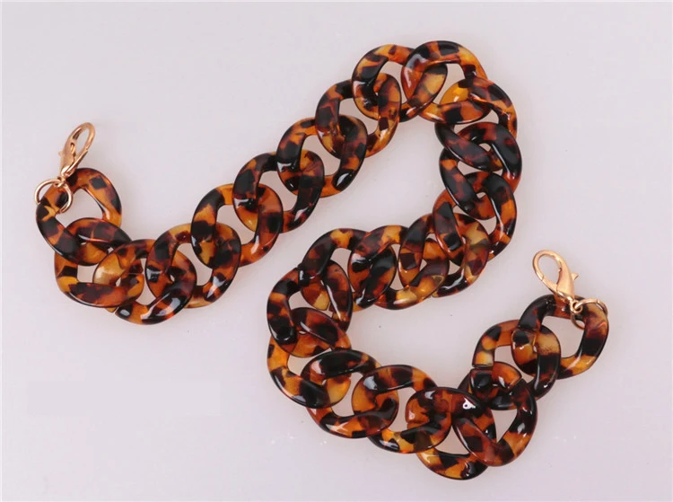 Brown Leopard Толстая сумка, аксессуары для ремней на сумку 60-120 см, ремешок из акрилового сплава, сделай сам, плечевой ремень, полимерная цепочка, сумочка, желе, пластик, фирменный дизайн - Цвет: Brown Leopard