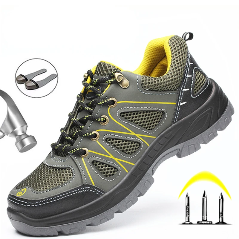 

2021 Breathable Safety Shoes Men Work Sneakers Steel Toe Security Industrial Shoes Indestructible Safety Footwear Man Work Shoes