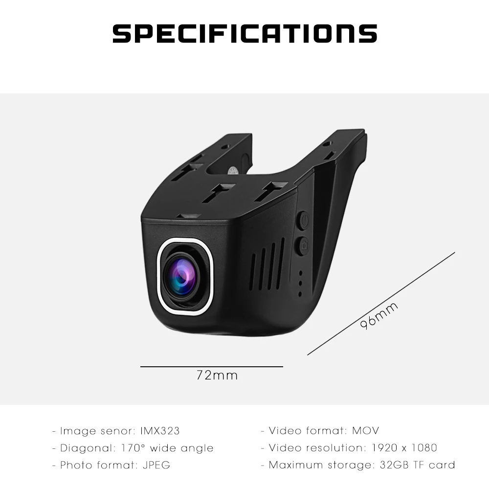 Автомобильный видеорегистратор Wi-Fi 1080P Full HD с двумя объективами и камерой заднего