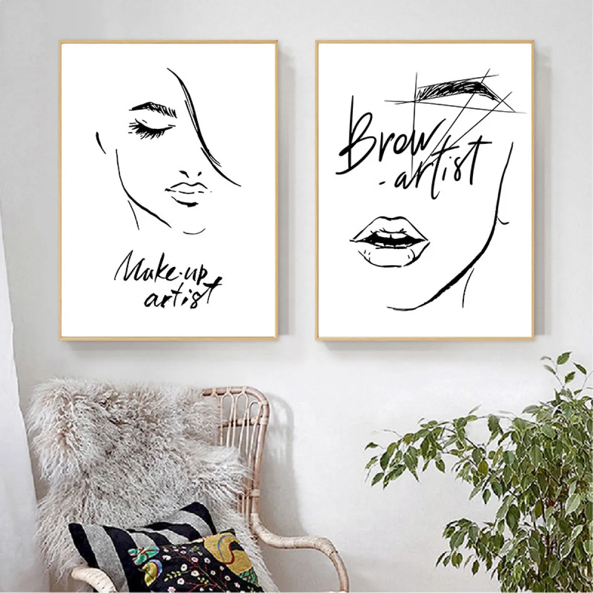 

Fashion MakeUp Wall Art Canvas Eyebrow Art Print Lips Eyelashes Poster And Print Beauty Salon Wall Picture Girls Room Decor TB30