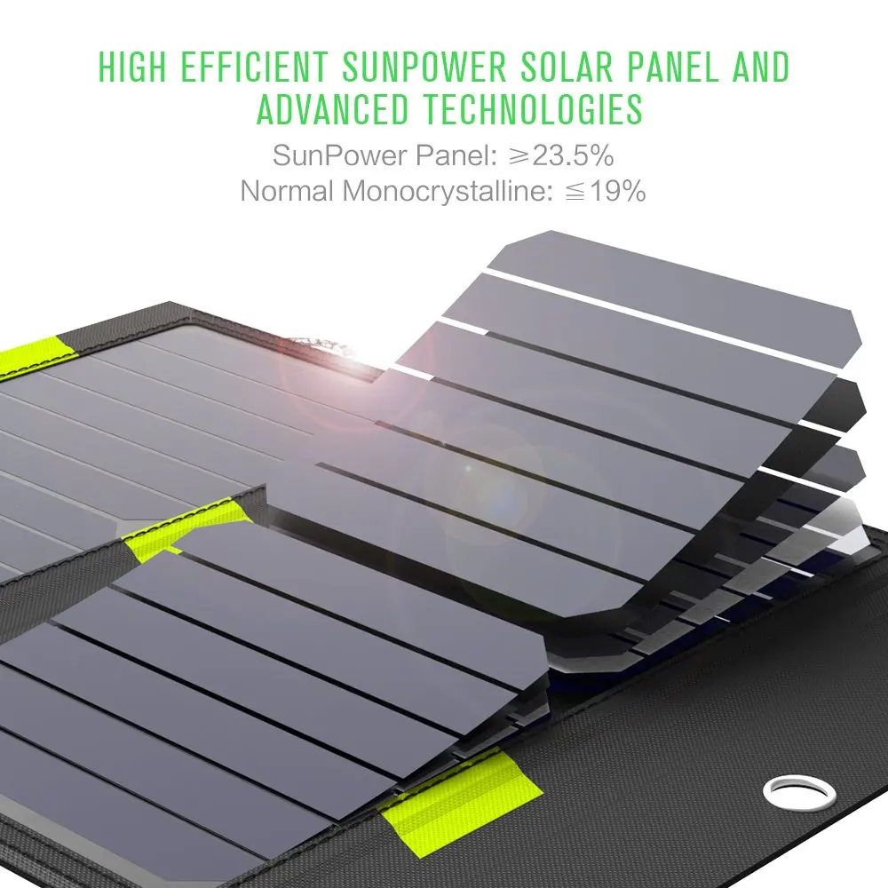 SunPower Высокоэффективная сумка с солнечной панелью и двумя USB портами для iPhone 5s 6 6s 7