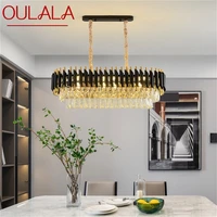 oulala black chandelier fixtures postmodern luxury crystal rectangle pendant lamp light home led for living dining room