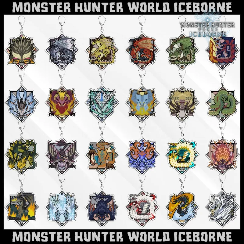 Японская аниме игра Monster Hunter:World acrylic keychian MHWI Thunder Wolf Dragon Key chain