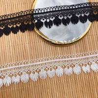 14yards width 3cm black white water soluble polyester tassels lace trim fabric ribbons diy dress clothing skirt edge accessories