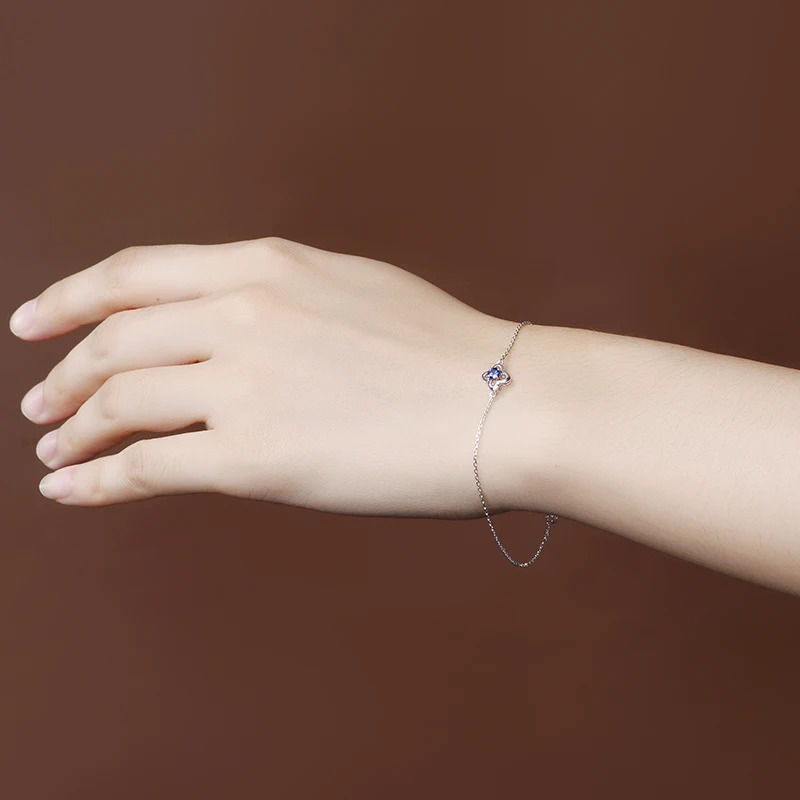 MLZB женские браслеты из чистого золота 18 карат с натуральным сапфиром Изящные