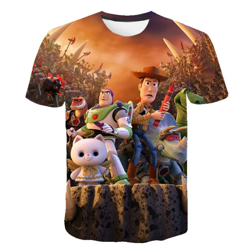 

Summer 2021 fashion 3D cartoon fairy tale clothing 4 boys and girls T-shirt, funny short sleeve T-shirt 3-15 years old
