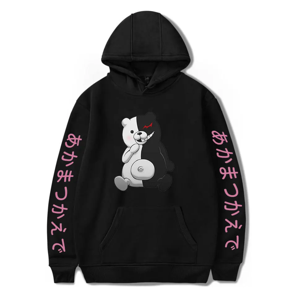 

2021 Danganronpa Japanese Anime Hoodie For Men Autumn Winter Cotton Fleece Hooded Women Sweatshirt Black White Bear Boys Hoodies