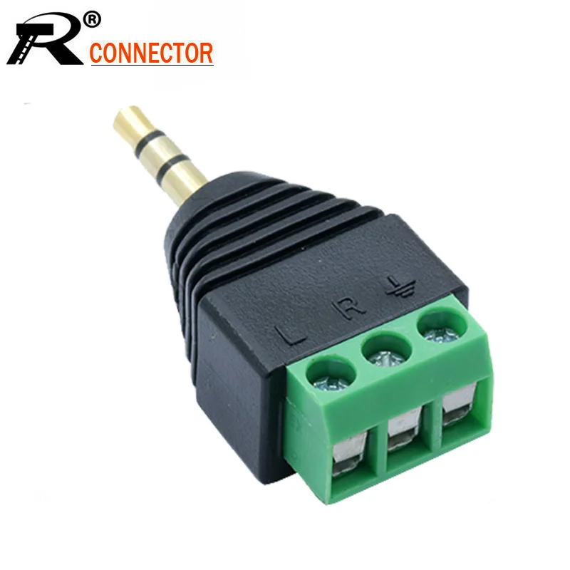 

100 шт./лот 3,5 мм 3 контакта стерео штекер на 3 полюса AV винт видео Banlun Терминал 3 полюса 3,5 мм на винт AV разъем