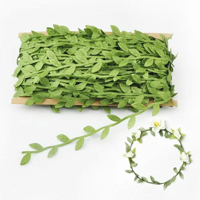 10 ярдов, искусственные зеленые листья из шелка в форме листьев ручной работы для свадебного украшения, венок, подарок, скрапбукинг, искусственные цветы