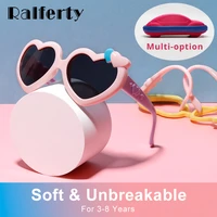 ralferty flexible kids sunglasses girls glasses polarzied anti uv shades for baby heart shaped sun glasses oculos infantil