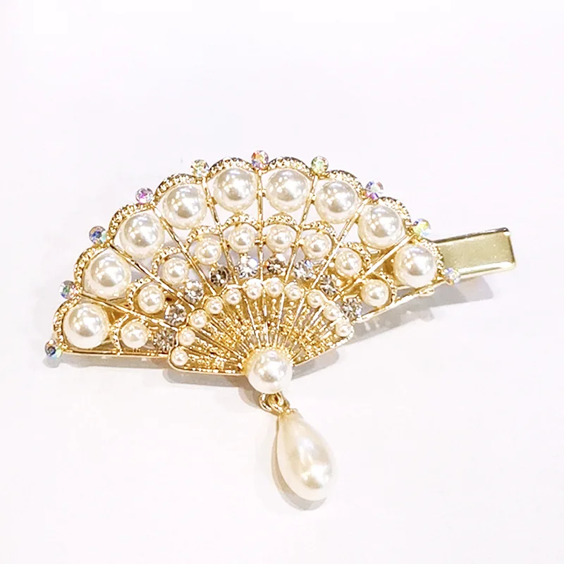 Модные женские перламутровые заколки для волос со стразами разноцветные с