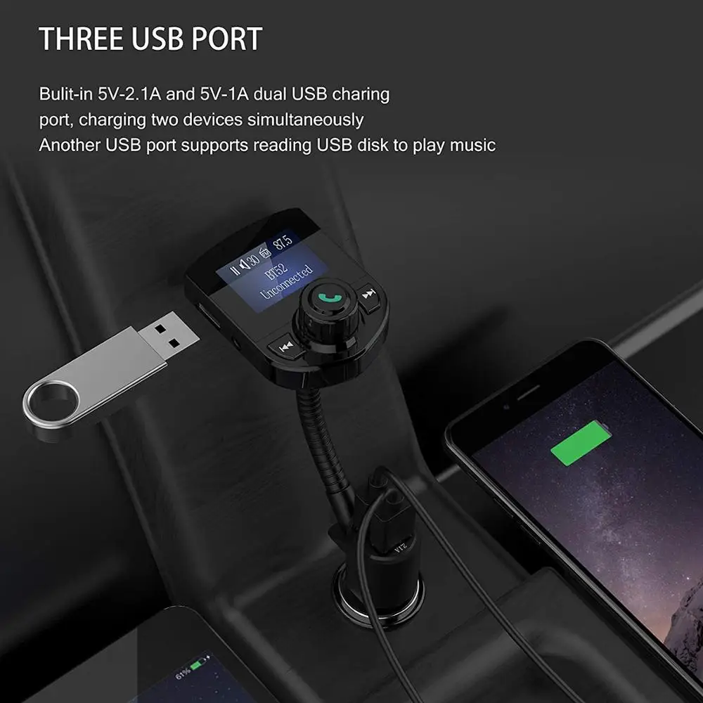 korseed car fm transmitter bluetooth kit 3 1a car charger usb port aux audio radio lcd display mp3 player phone handsfree carkit free global shipping