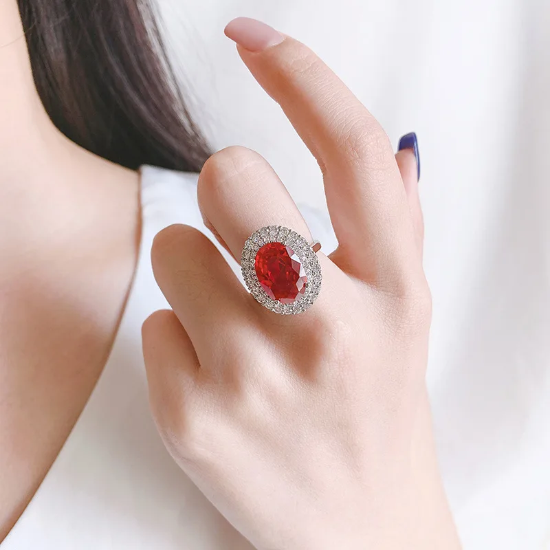 

Fashion Luxury Vintage 925 Solid Sterling Silver Created Moissanite Ruby Gemstone Wedding Engagement Ring Fine Jewelry Wholesale