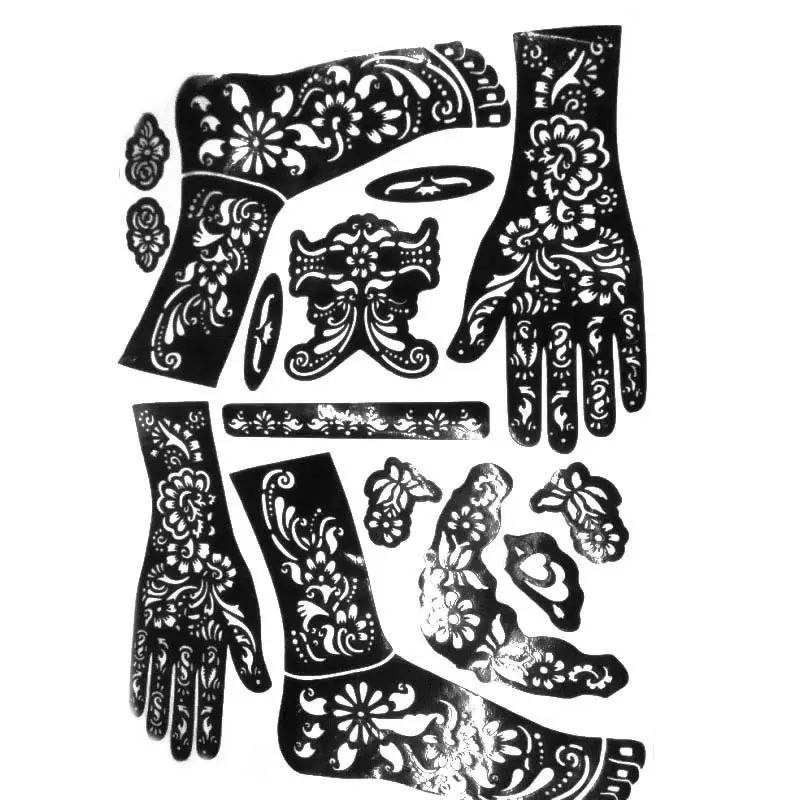 Новый популярный индийский шаблон Mehndi с ручной ногой хной окрашенный трафарет