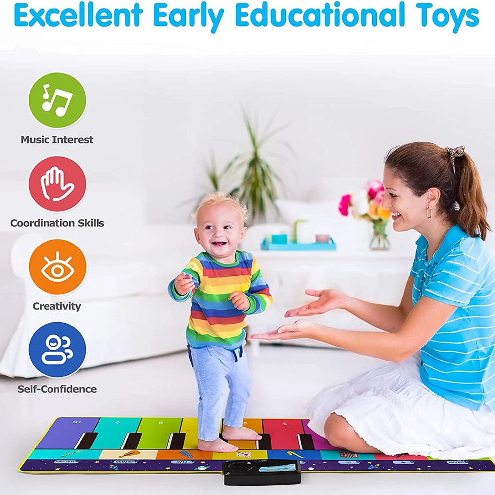 Музыкальный коврик для апинино детей клавиатура малышей с 8 инструментами