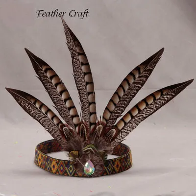 A1 Indian Feather Headband Pheasant Hair Decorated African Emirates Hat Catwalk Show Performance Props Feather Headcraft Headdress - Цвет: A1
