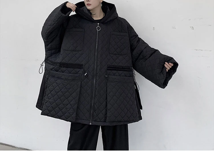 XITAO Argyle, повседневные женские парки с завязками на талии,, Зимняя мода, стиль, свободные парки с капюшоном и воротником, пальто, DMY1321