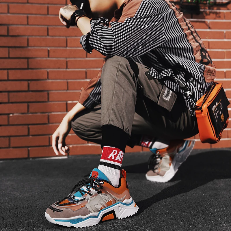 

2020 New colorful ins web celebrity dad shoes sneakers men's casual fashion shoes men's spring running shoes with thick soles