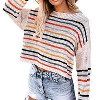 oversize women knitted sweater loose sexy off shoulder stripe boat neck knitwear jumpers for sweatercoat pullover womens sweater