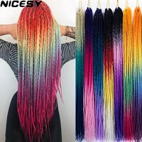 nicesy synthetic ombre senegalese twist hair crochet braids 24 inch 30 rootspack colorful braiding fake hair pink blue