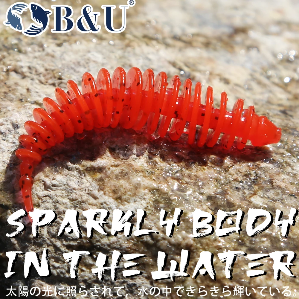 B&U 40mm 60mm Fishing Lure Soft Lures Shad Silicone Baits Trout Worm Wobblers Swimbait Artificial Leurre Souple Softbait