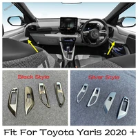 inner door armrest window glass lift switch control panel auto accessories 4pcs black silver fit for toyota yaris 2020 2021