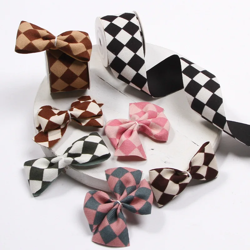 Клетчатая лента рулон бантов аксессуары для изготовления 40 мм 25 15 оптовая
