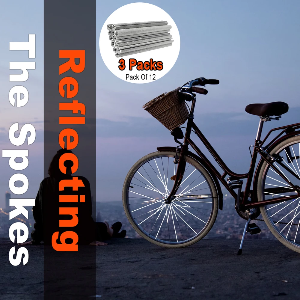 

36 Pcs Natural Reflective Bike Night Reflective Stick MTB Fluorescent Spoke Stick Personality Reflective Reflector New Hot