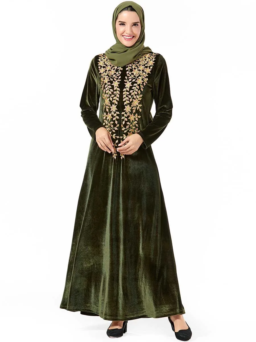 Бархатная абайя Пакистан Дубай Турция Бангладеш Amy Green Исламская одежда кафтан