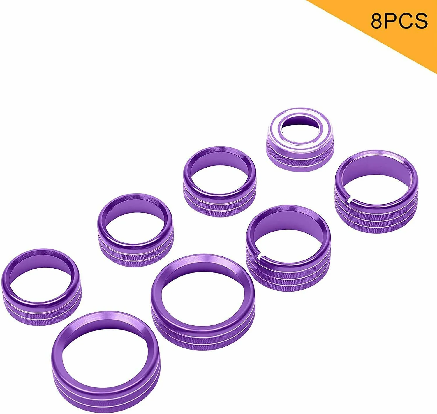 

8pcs Switch Button Knob Aluminum Alloy Center Console Cover Purple Set