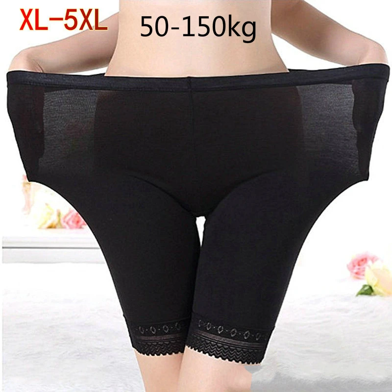 

Summer Women Bralette Seamless Lace Safety Pants Women Underwear Mid-Waist Plus Size Panties Anti-Light Safety Shorts 5XL