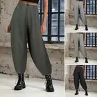 Брюки ZANZEA Женские однотонные на молнии, повседневные длинные элегантные офисные укороченные штаны-фонарики, рабочие штаны, палаццо, осень 2021