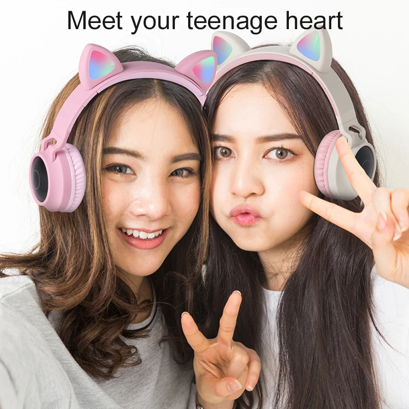 Новый кошачьими ушками Беспроводной Bluetooth наушники детская складная стерео