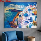 5D DIY Алмазная картина абстрактная греческая синяя Санторини пейзаж полностью квадратная Смола Алмазная вышивка мозаика крестиком подарок