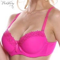 parifairy push up women lace emboridery bra 34 cup thick a b c padded gathered brassiere sexy underwear plus size 36 38 40 42
