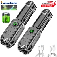 2pcs multi function brightest flashlights abs strong light focusing flash light usb rechargeable zoom xenon forces outdoor torch