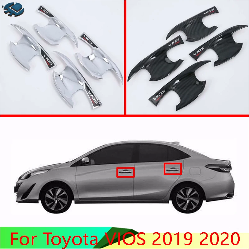 

Для Toyota VIOS 2019 2020 украшение для автомобиля ABS Хромированная дверная ручка крышка чашки отделка полости вставка для захвата формования украшение