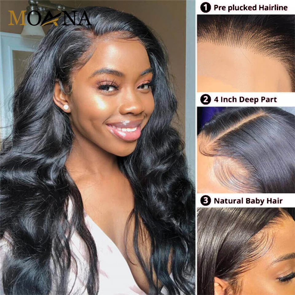 Объемная волна Синтетические волосы на кружеве парик из натуральных волос 4x4