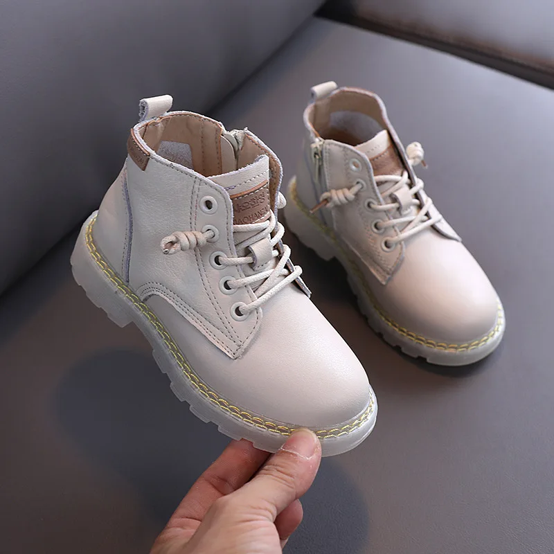 2020 New Autumn Fashion Children Martin Boots Boys Quality Genuine Leather British Girls Mid-top Delicate Stitching | Детская одежда и