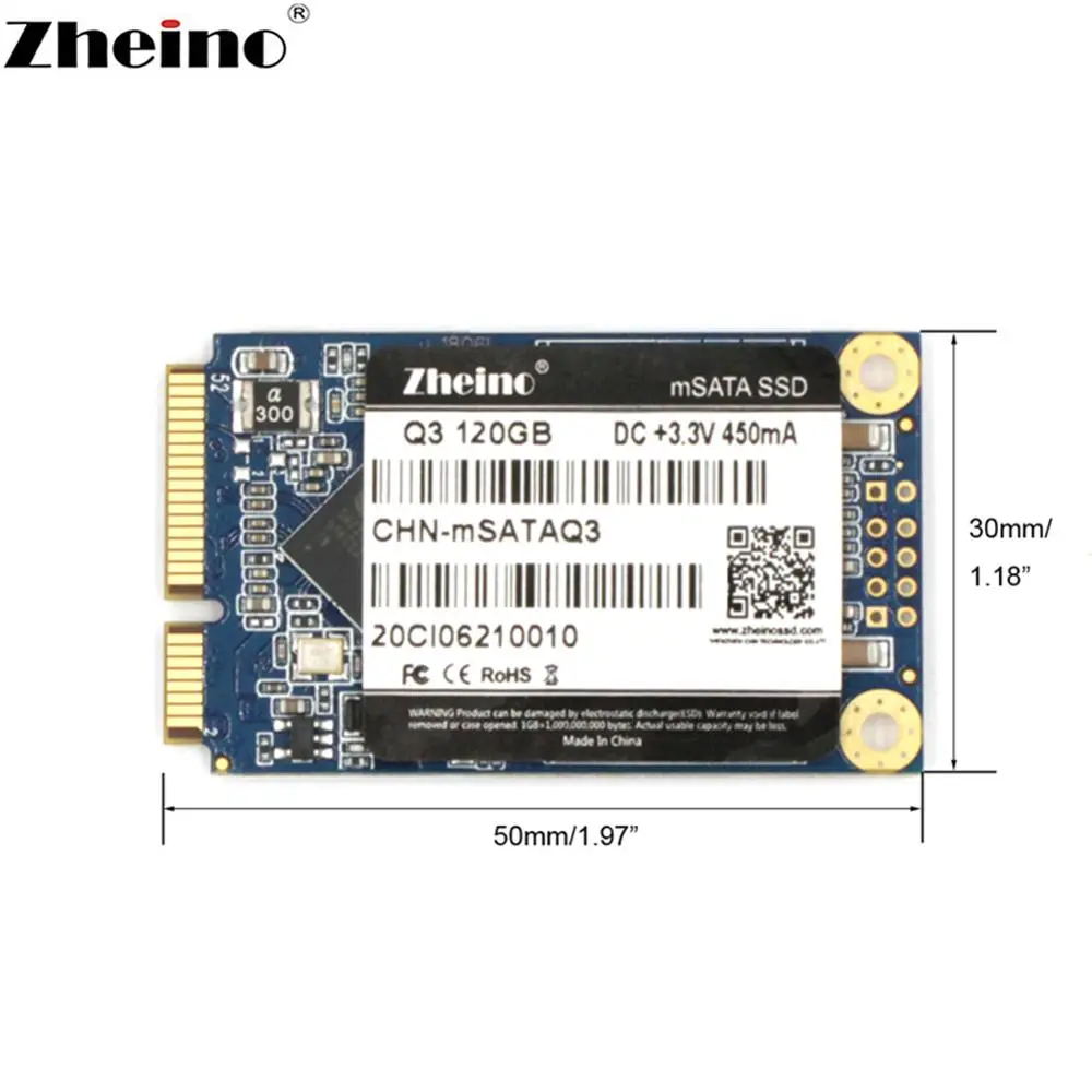 Zheino mSATA SSD 120 ГБ Q3 6 Внутренний твердотельный накопитель для ноутбука мини-ПК