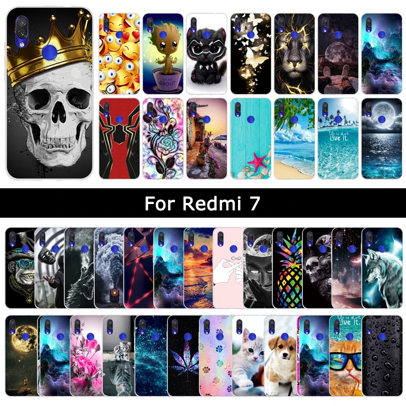 Чехол для Xiaomi mi Red mi 7, мягкий силиконовый чехол из ТПУ для Red mi 7, мультяшный милый рисунок собаки, защитный корпус для телефона чехол s Fundas Coque