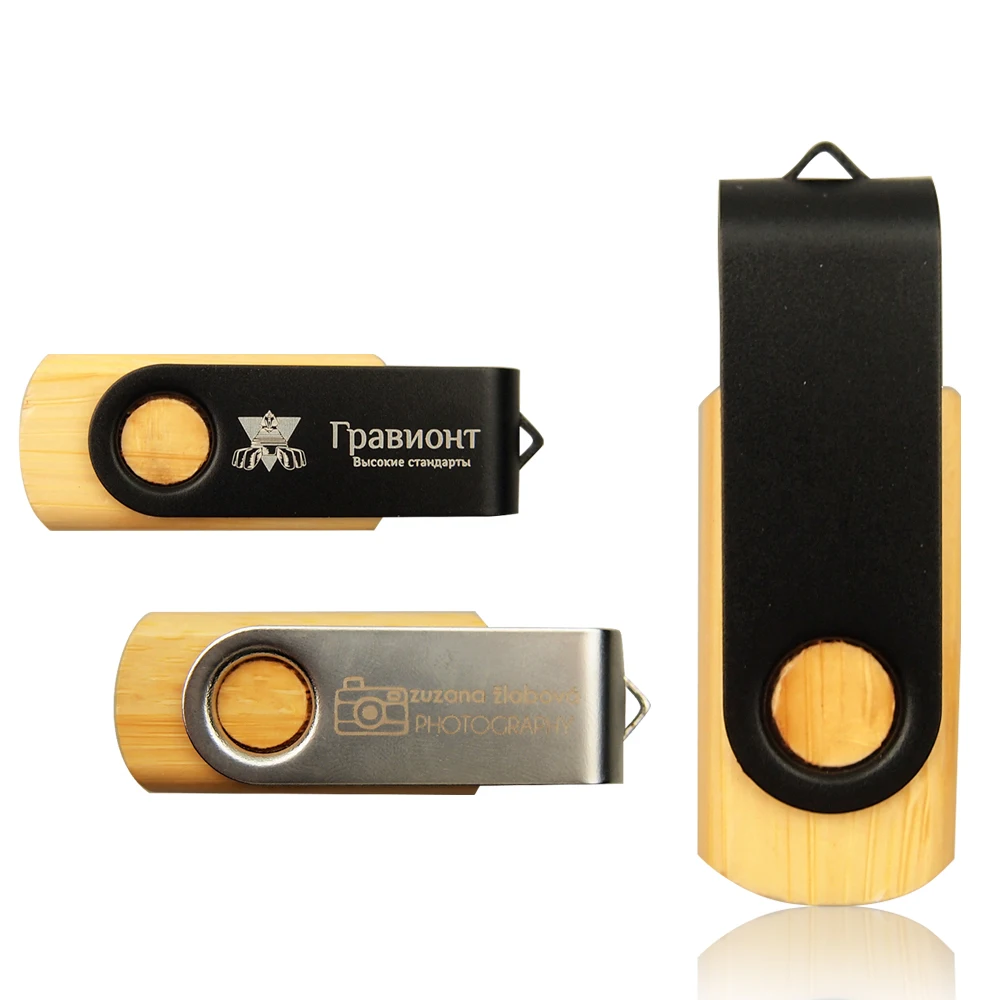 Флеш-накопитель Usb 2 0 с бамбуковым и металлическим зажимом 64 ГБ 32 16 8 4 Гб |