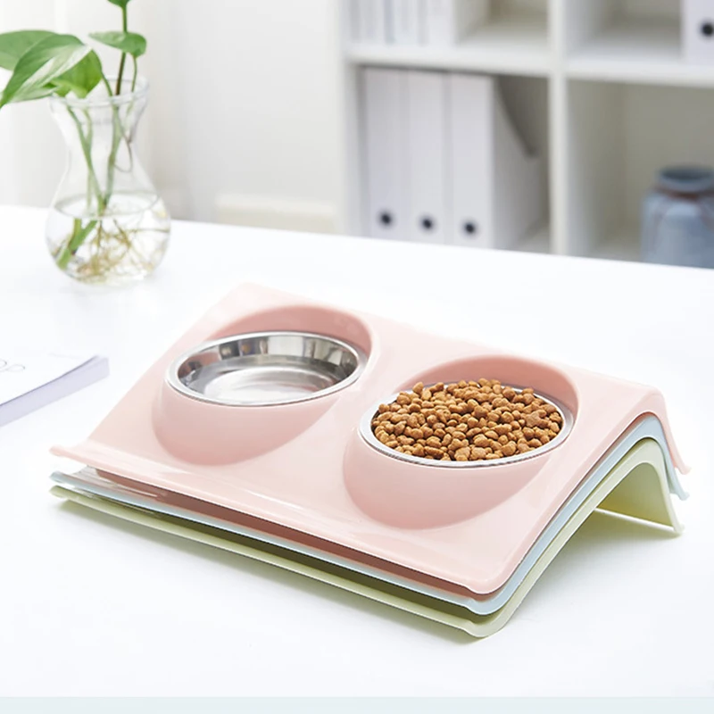 Double Dog Bowl Pet Feeding Station Stainless Steel Water Food Bowls Feeder Solution for Dogs Supplies Container | Дом и сад