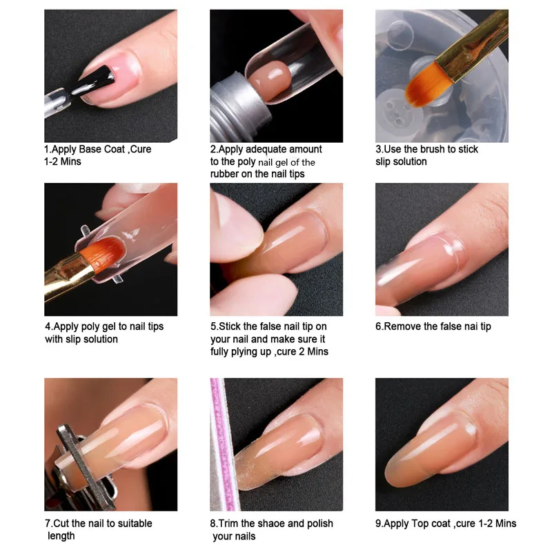

36 Pcs Nail Tips Finger Extension Transparent Poly Nail Gel Mate Nail Model False Nails French Full Cover Fake Nails