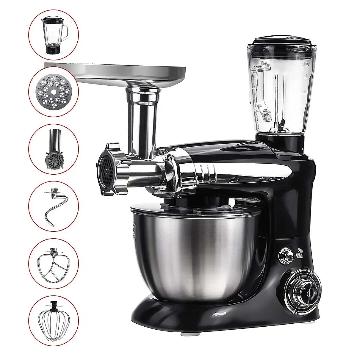 

Stand Mixer Stainless Steel Bowl 6-speed Kitchen Food Blender Juicer Meat Grinder Cream Egg Whisk Cake Dough Kneader Bread Maker