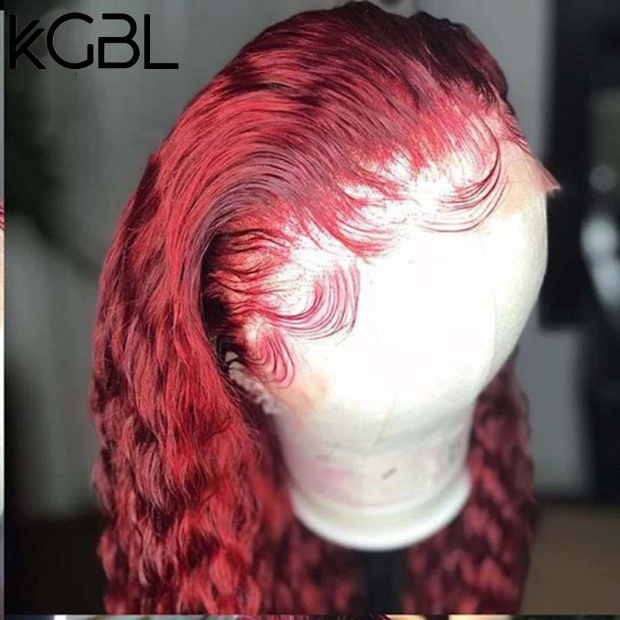 KGBL 13*6 кудрявые 1B/99j парики из человеческих волос на фронте с волосами младенца 8