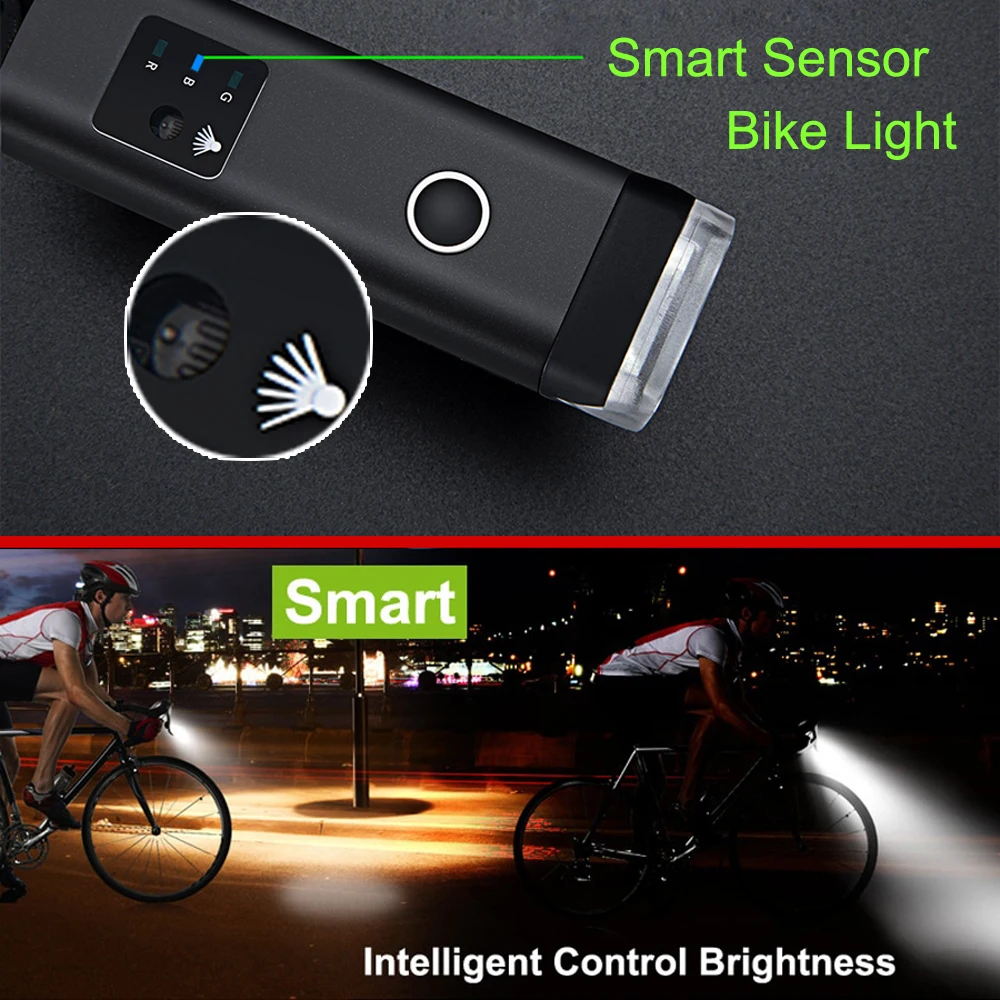 1200 мА/ч индукционный велосипедный светильник передний USB Перезаряжаемый умный